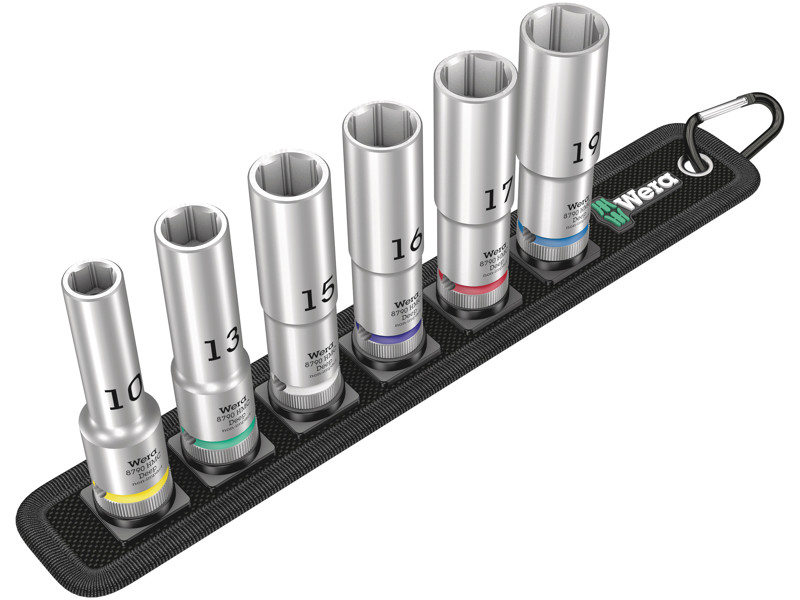 WERA TOPNØGLEINDSATS-SÆT Belt C Deep 1, 1/2"-TILSLUTNING, 6 DELE
