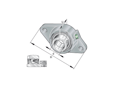 INA PCJT35-XL-N OVAL HOUSING - 2 BOLTS