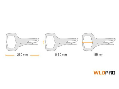 DIESELLA SVEJSETANG D6 C-KLEMME MED SPIDSE KÆBER 280MM