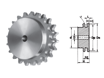 DUPLEX SPROCKET FOR 25.4X17.02 TEETH=8