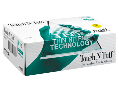 TOUCH N TUFF HANDSKE GRØN 92600070 NITRIL U/PUDDER STR S/6.5-7 - 100STK