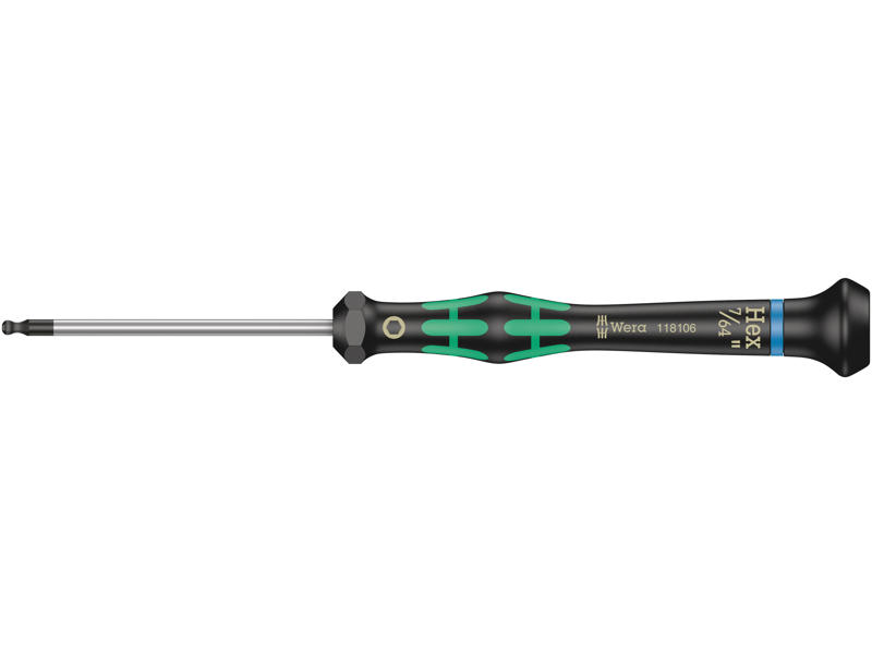 WERA 2052 ELEKTRONIK-SEKSKANTS-KUGLEHOVEDSKRUETRÆKKER Micro, 7/64" X 60 MM