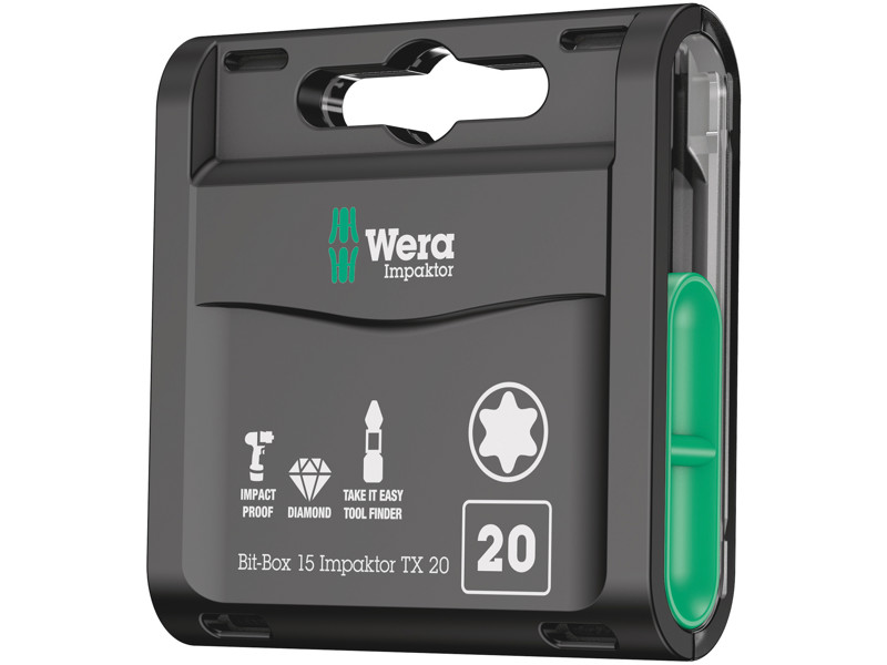 WERA Bit-Box 15 Impaktor TX, TX 20 X 25 MM, 15 DELE