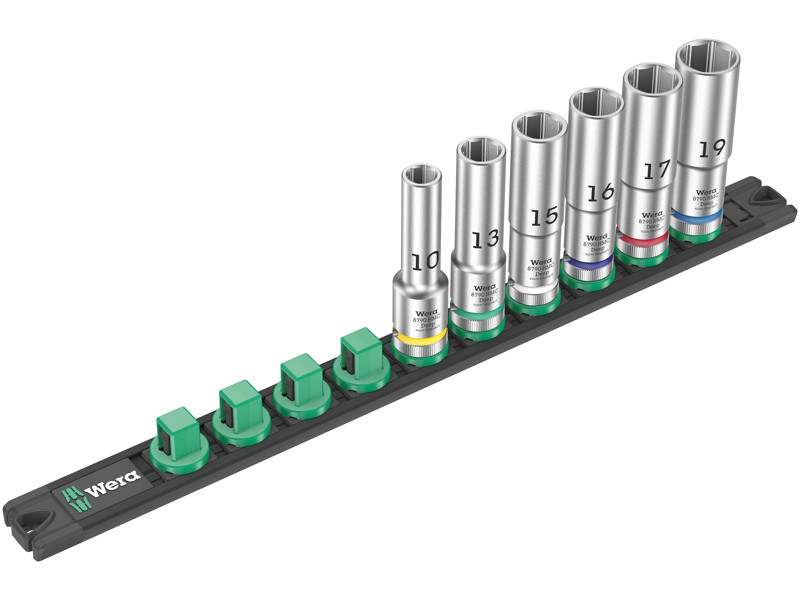 WERA TOP-MAGNETLISTE C DEEP 1 TOPNØGLEINDSATS-SÆT Socket Rail C Deep 1, 1/2"-TILSLUTNING, 6 DELE