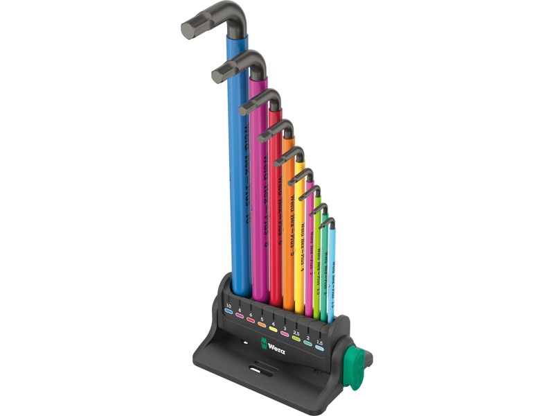 WERA VINKELNØGLESÆT 950/9 Hex-Plus Multicolour 3, METRISK, BLACKLASER, 10 DELE