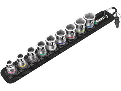 WERA ZYKLOP TOPNØGLEINDSATS-SÆT Belt B 1, MED HOLDEFUNKTION, 3/8"-TILSLUTNING, 10 DELE