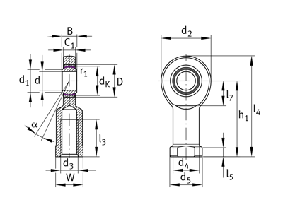 INA GIR10-UK LEDSTANGSHOVED 10 MM PTFE IND GEVIND