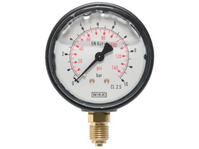 MANOMETER 0 - 1 BAR 63MM  NEDADVENDT 1/4"RG M/GLYCERIN