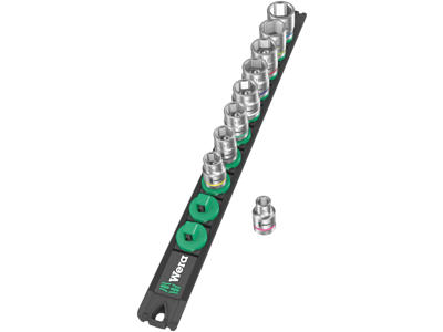 WERA TOP-MAGNETLISTE B 4 ZYKLOP TOPNØGLEINDSATS-SÆT Socket Rail B 4, 3/8"-TILSLUTNING, 9 DELE