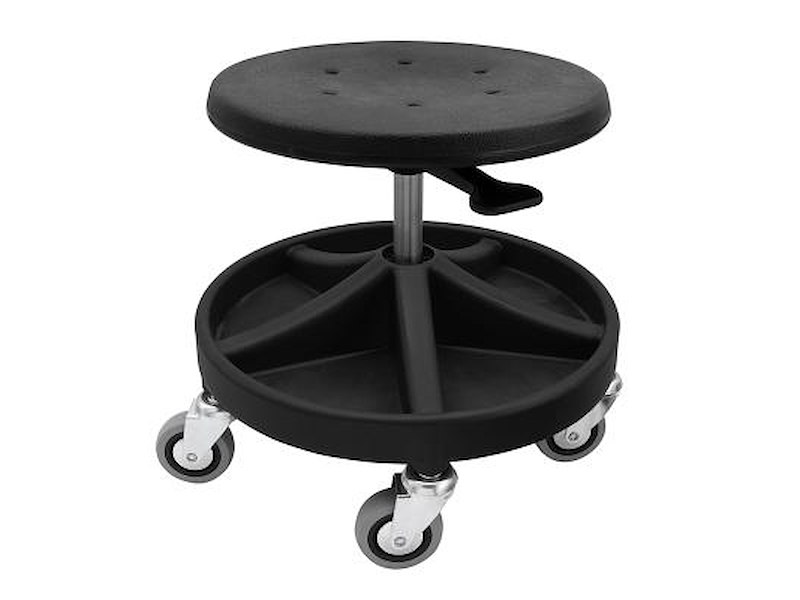 DIESELLA MONTØRSTOL M/5 HJUL, SORT, HØJDE 350-470MM