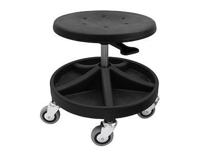 DIESELLA MONTØRSTOL M/5 HJUL, SORT, HØJDE 350-470MM