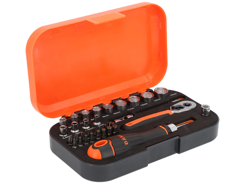 BAHCO TOPNØGLESÆT 1/4" 34 DELE
