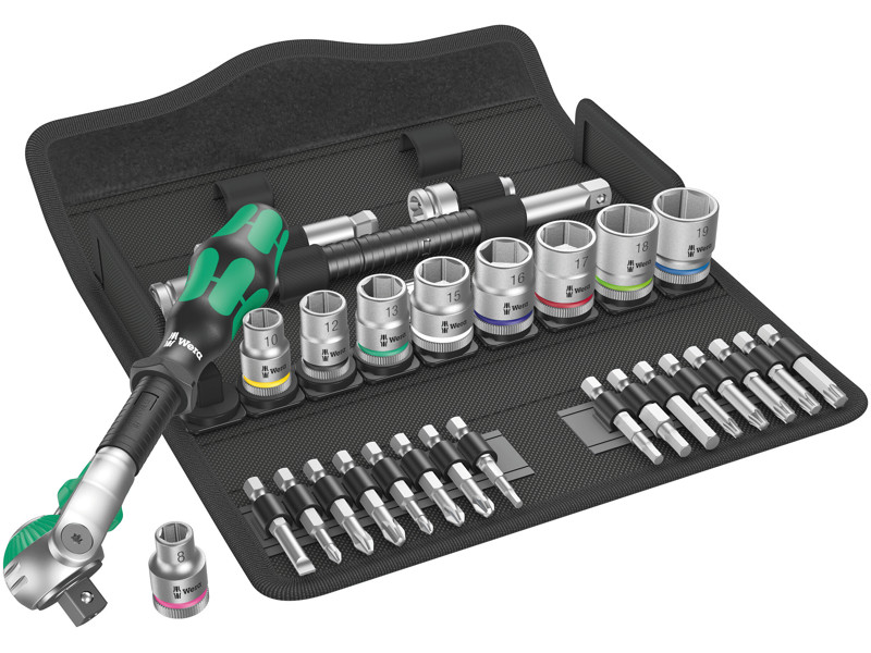 WERA ZYKLOP SPEED-SKRALDESÆT 8100 SB 6, 3/8"-TILSLUTNING, METRISK, 29 DELE