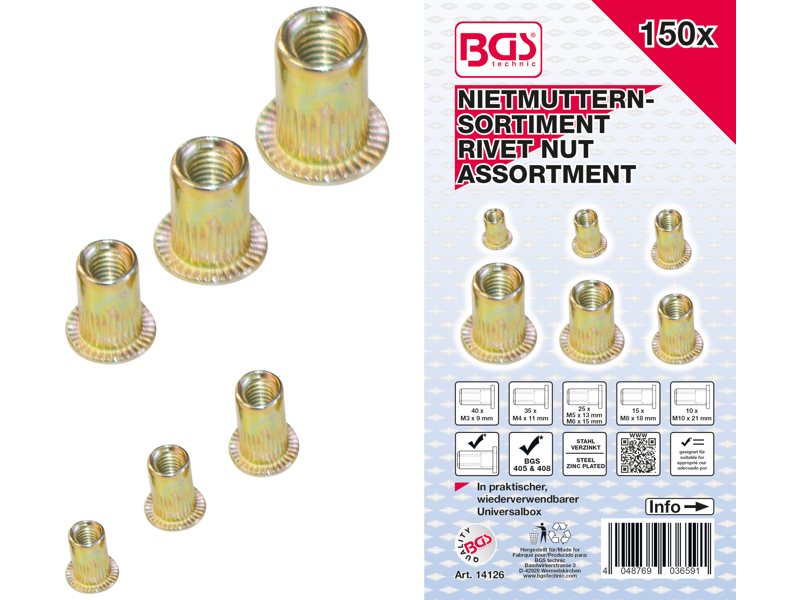 THREADED RANGE OF GALVANIZED STEEL 150 PCS