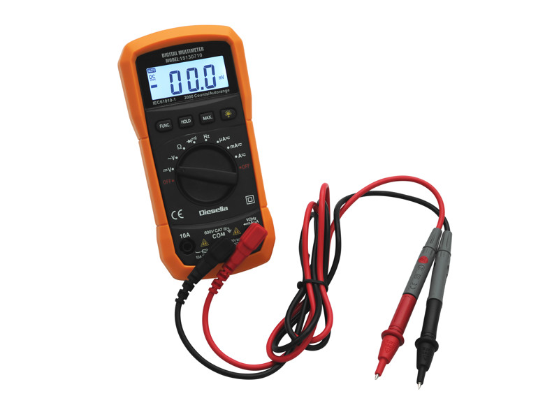 DIESELLA DIGITAL MULTIMETER AC/DC 600V/10A MED GUMMIKAPPE