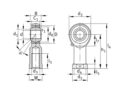 ELGES GIKR6-PB-A LEDSTANGSHOVED 6 MM INDV.  GEVI STÅL/BRONZE