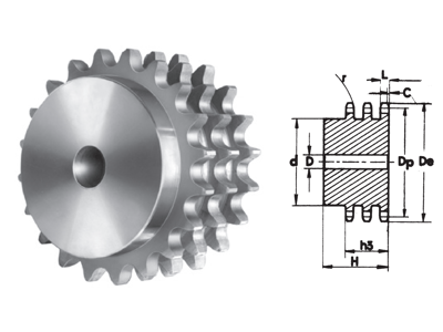 TRIPLEX SPROCKET FOR 31.75X19.56 TEETH=38