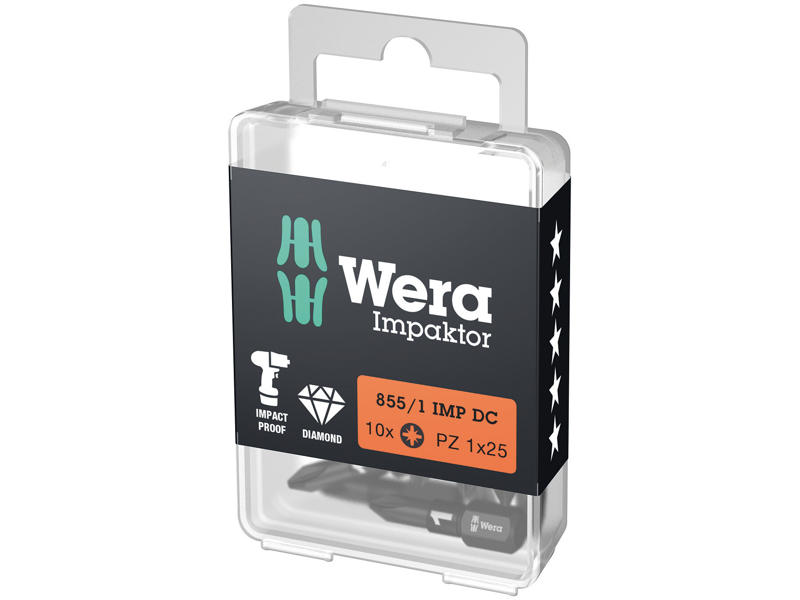 WERA IMPAKTOR BITS 855/1 IMP DC PZ DIY, PZ 1 X 25 MM, 10 DELE