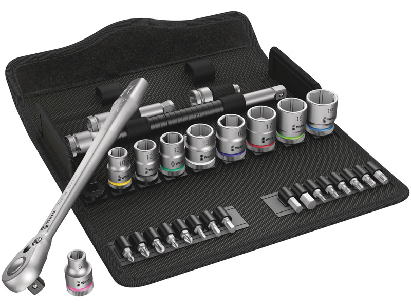 WERA ZYKLOP METAL-SKRALDESÆT 8100 SB 8, OMSKIFTERGREB, 3/8"-TILSLUTNING, METRISK, 29 DELE