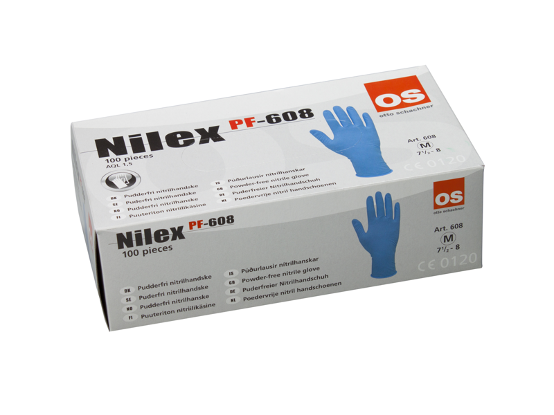 NITRILENGANGSHANDSKE BLÅ NILEX STR 8 F/FØDEVAREPROD. U/PUDDER 100STK