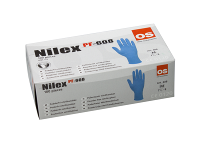 NITRILENGANGSHANDSKE BLÅ NILEX STR 7 F/FØDEVAREPROD. U/PUDDER 100STK