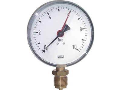 MANOMETER 0 - 100 BAR 63MM NEDADVENDT 1/4"RG SKALAINDDELING 5