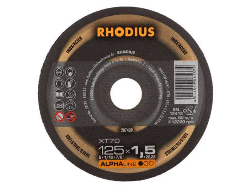 RHODIUS SKÆRESKIVE 125 MMX1,5 TIL STÅL OG RUSTFRI STÅL