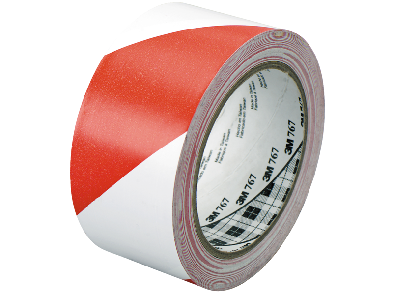 3M ADVARSELSTAPE RØD/HVID 767I50RW 50MM X 33MTR