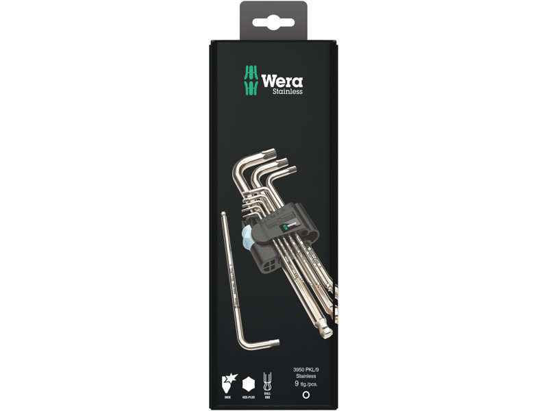 WERA VINKELNØGLESÆT 3950/9 Hex-Plus Stainless 1 SB, METRISK, RUSTFRI STÅL, 9 DELE