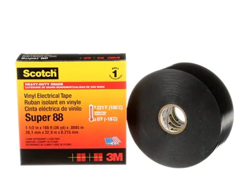 3M SCOTCH SUPER 88 VINYL TAPE 38MM 33MTR 0,22MM TYK 33MTR SORT SUPER 33+