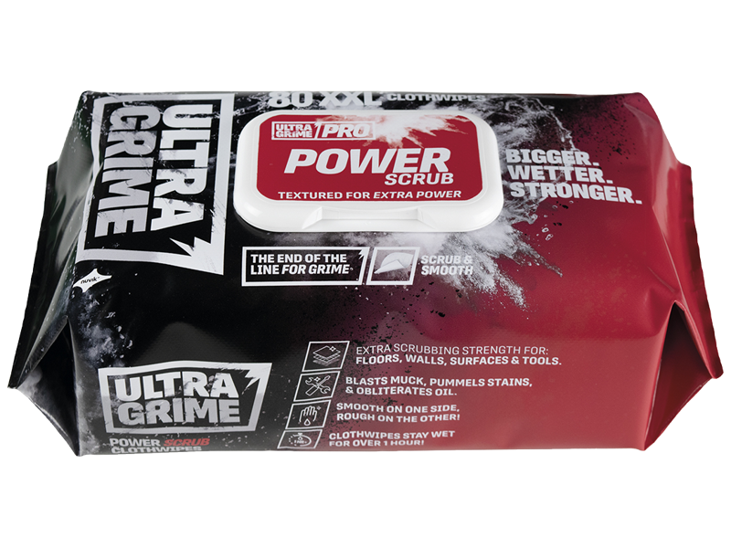 ULTRA GRIME PRO SCRUB WIPES 80 STK 38X25CM RØD SMOOTH/SCRUB NR 5920