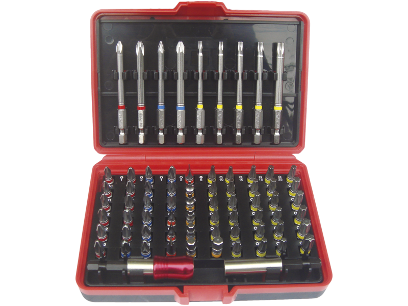 BATO 1828 BITSSÆT MED FARVEKODE 1/4" BITS - 71 DELE -  25MM & 75MM