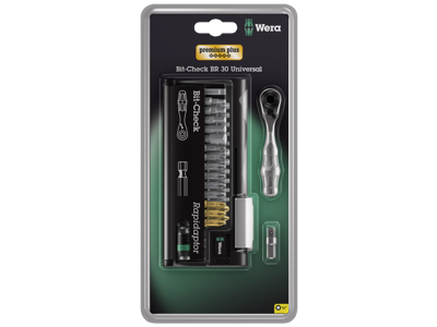 WERA BITSSÆT BIT-CHECK BR 30 UNIVERSAL 28 BITS OG 1 SKRALDE