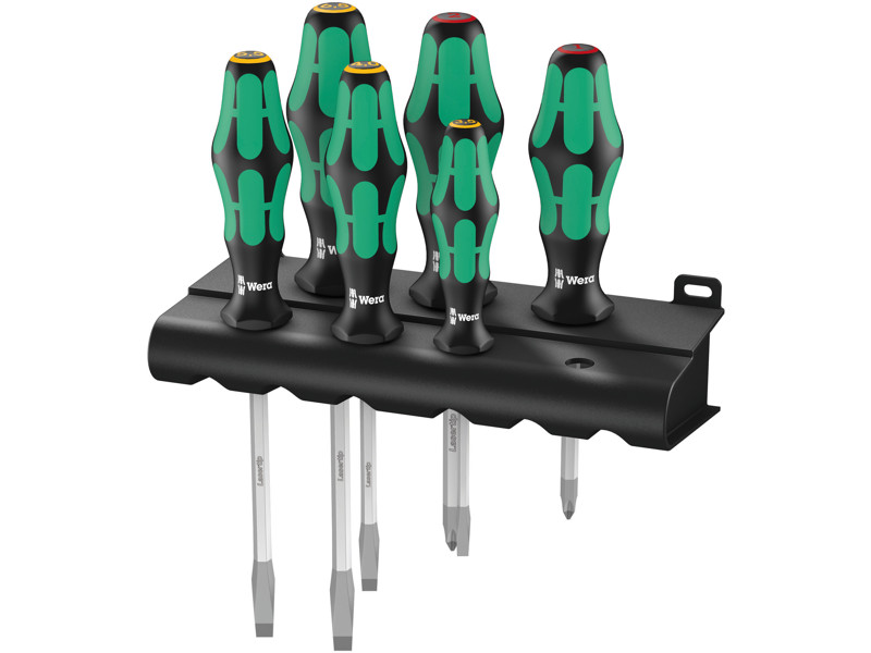 WERA RACK SKRUETRÆKKERSÆT KRAFTFORM PLUS LASERTIP + RACK 334 SK/6, 6 DELE